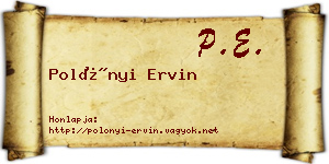 Polónyi Ervin névjegykártya